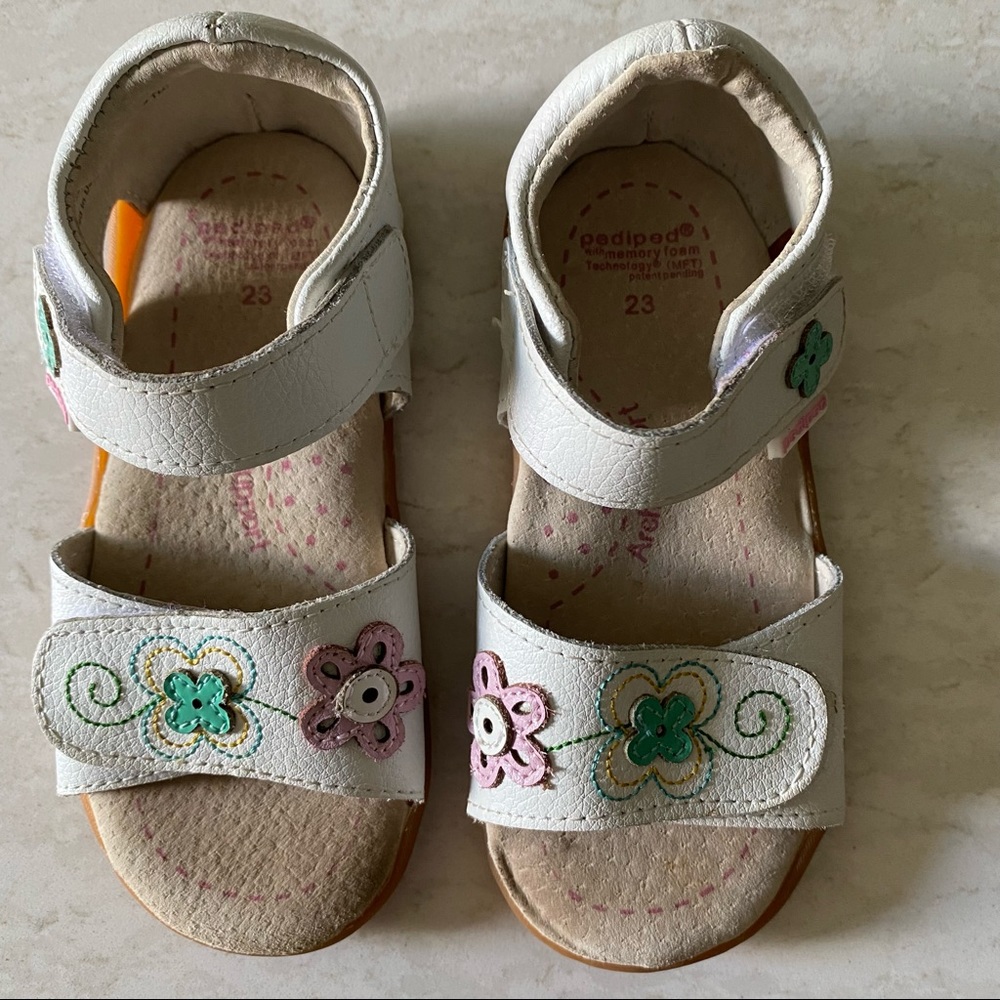 Pediped Toddler Girl White Summer Sandals